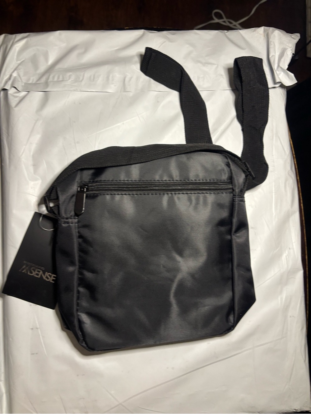 Spense Black Compact Messenger Crossbody Bag